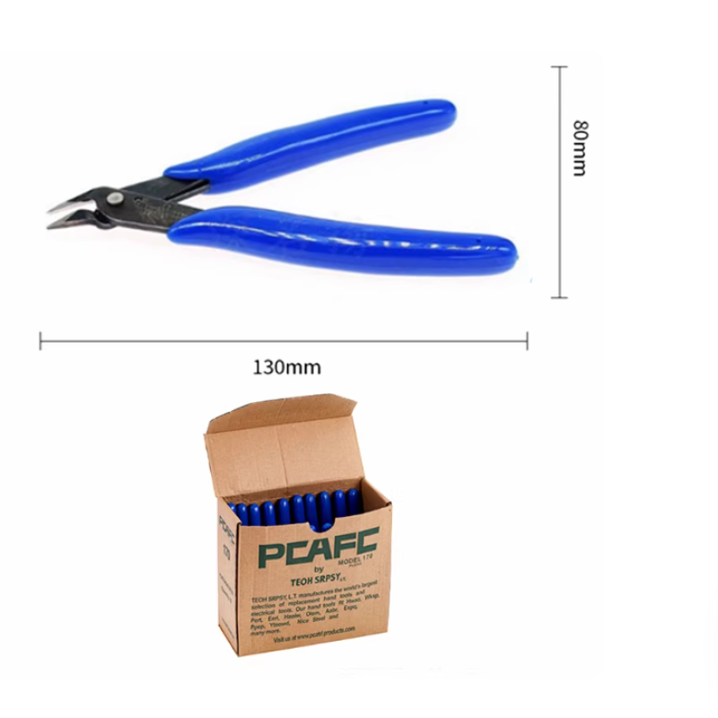 ALT-текст:  «Бокорізи PLATO-170 (оригінал) крупним планом на білому фоні. Інструмент синього кольору з металевими ріжучими кромками, має пружинний механізм між рукоятками та білий напис “PLATO 170” на одній з ручок.»