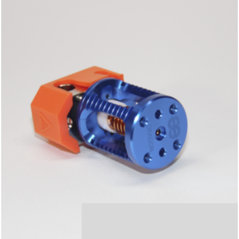 ALT-текст: "Зображення товару Хотенд Phaetus Dragon Hotend HF Mellow для 3D-принтера. Компактний та ефективний хотенд у яскраво-синьому кольорі, здатний витримувати температури до +500°C. Конструкція з якісних матеріалів забезпечує рівномірне нагріва