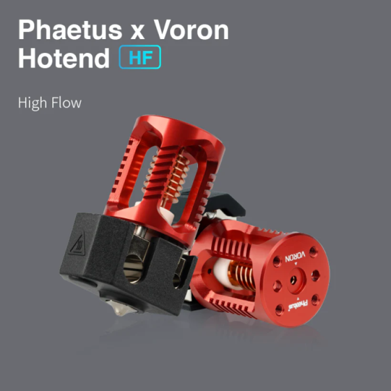 Фото хотенду Phaetus X Voron Hotend HF Red з червоною деталлю і елементами кріплення.