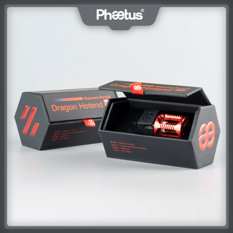 Фото хотенду Phaetus X Voron Hotend HF Red з червоною деталлю і елементами кріплення.