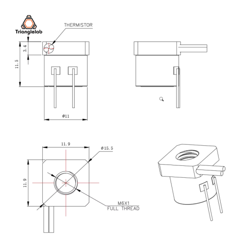 Термоблок Trianglelab CHC Kit з термістором 104NT-4-R025H42G