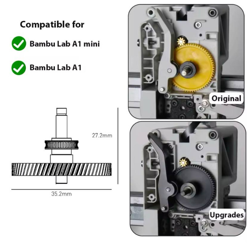 Ремкомплект екструдера Bambu Lab A1/A1 mini. Загартована сталь. Екструдери image