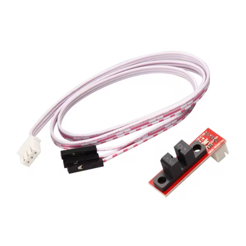 Кінцевик оптичний на платі з проводом 50см і розємом DuPont 3 Pin. На зображенні представлений детальний погляд на з'єднання кінцевика та плати, а також провід з роз'ємом DuPont 3 Pin.