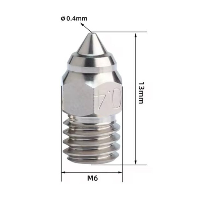 Сопло MK8, до Creality Ender3/Pro/V2/ S1/CR-6 SE, 1,75 мм, мідь нікельована image