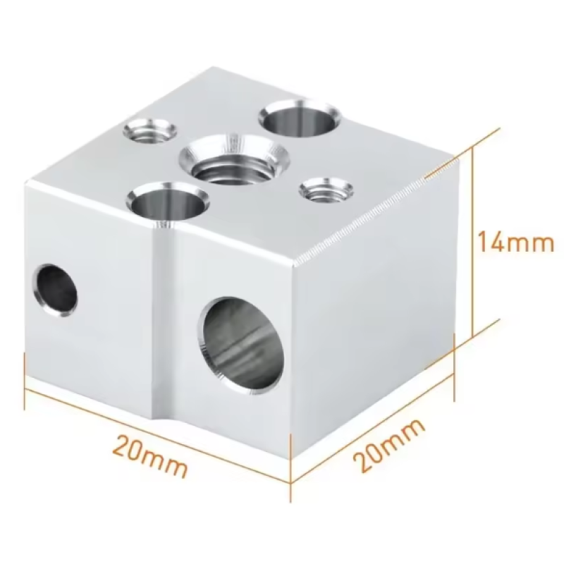 Термокубік до Creality Ender3V3SE/5S1/ Ender7, CNC, алюміній Нагрівальний кубик image