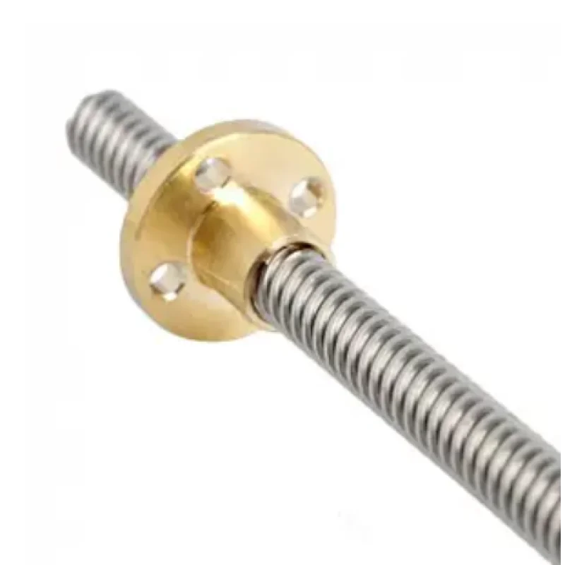 ALT-текст: Зображення товару - різьбовий гвинт з гайкою. Гвинт має діаметр різьби Т8 з кроком 8 мм та загальну довжину 150 мм. На фото видно