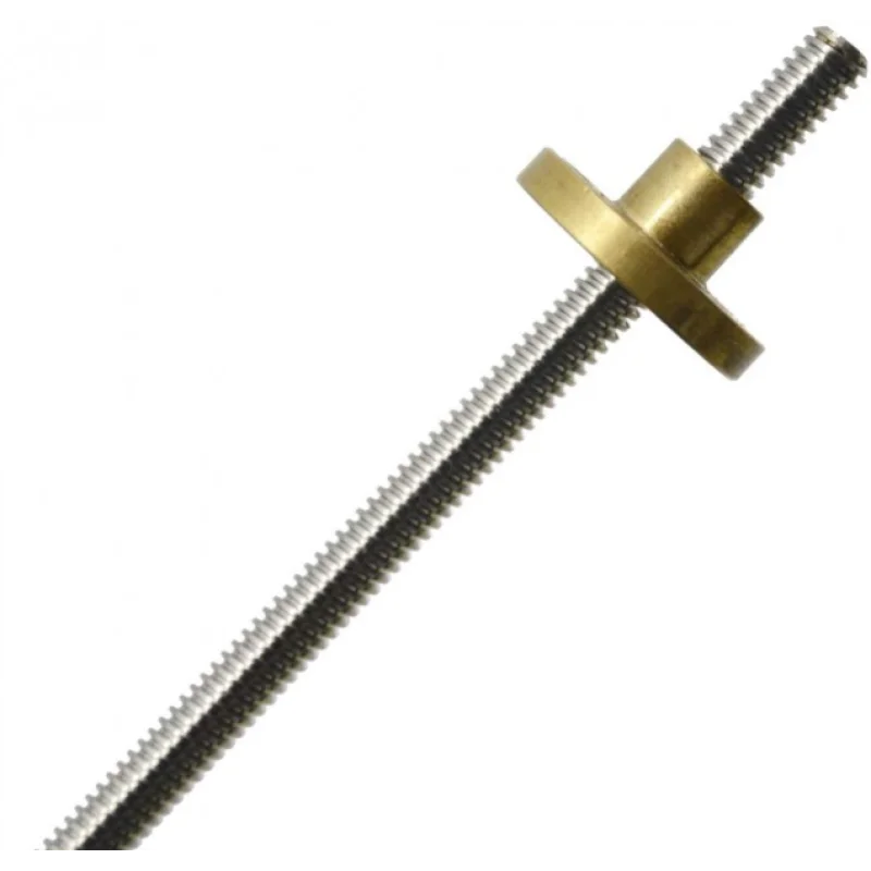 ALT-текст: Зображення товару - різьбовий гвинт з гайкою. Гвинт має діаметр різьби Т8 з кроком 8 мм та загальну довжину 150 мм. На фото видно